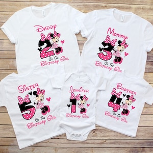 Disney Birthday Girl Shirts, Custom First Birthday Age Family Shirts, Girl birthday shirt, Family Minnie birthday Tee,Matching Minnie shirt