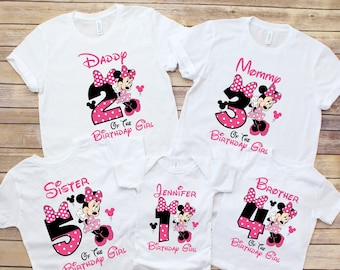 Disney Birthday Girl Shirts, Custom First Birthday Age Family Shirts, Girl birthday shirt, Family Minnie birthday Tee,Matching Minnie shirt