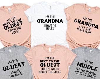Matching Family Rules T-Shirts, Sibling Set