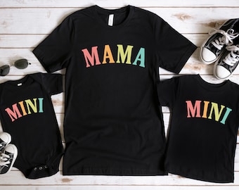 Mama Mini Rainbow Matching Shirts, Mommy and Me Outfits
