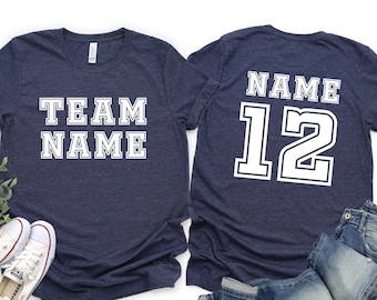 Custom Sports Team Shirt Front Back Name, Personalized Sports Shirt Family Number, Your Team Name Shirts, Customized Text Toddler Number