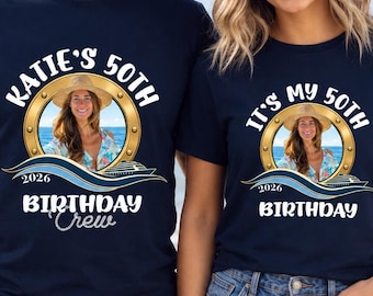 Custom 50th Birthday Photo Cruise Shirt, Personalized 2026 Crew