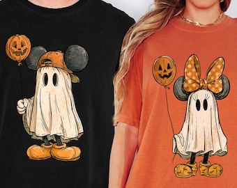 Retro Mickey Minnie Halloween Couple Shirts, Comfort Colors® Spooky Season Tee