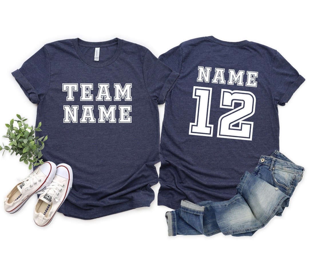 Custom Sports Team Shirt Front Back Name Personalized Sports Shirt