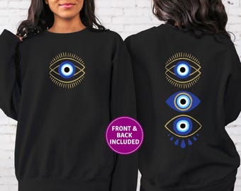 Evil Eye Graphic Sweatshirt, Greek Island Style