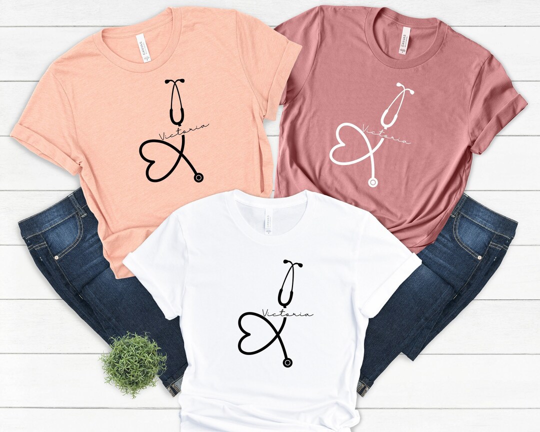 Personalized Nurse Stethoscope Shirt, Custom Nurse Shirt, Healthcare Workers Shirt, Medical