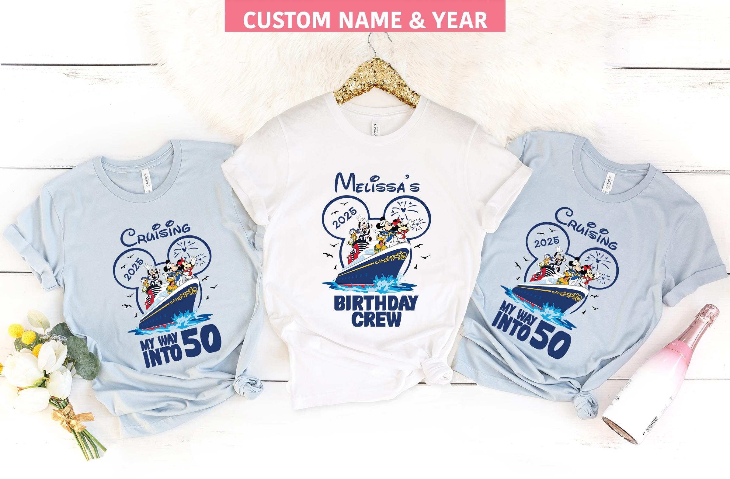 Disney Cruise Birthday Crew Shirt, Disney Cruising My Way into 50 Shirt, Birthday Group Shirt, Cruise Birthday 2025, Birthday Party Shirt