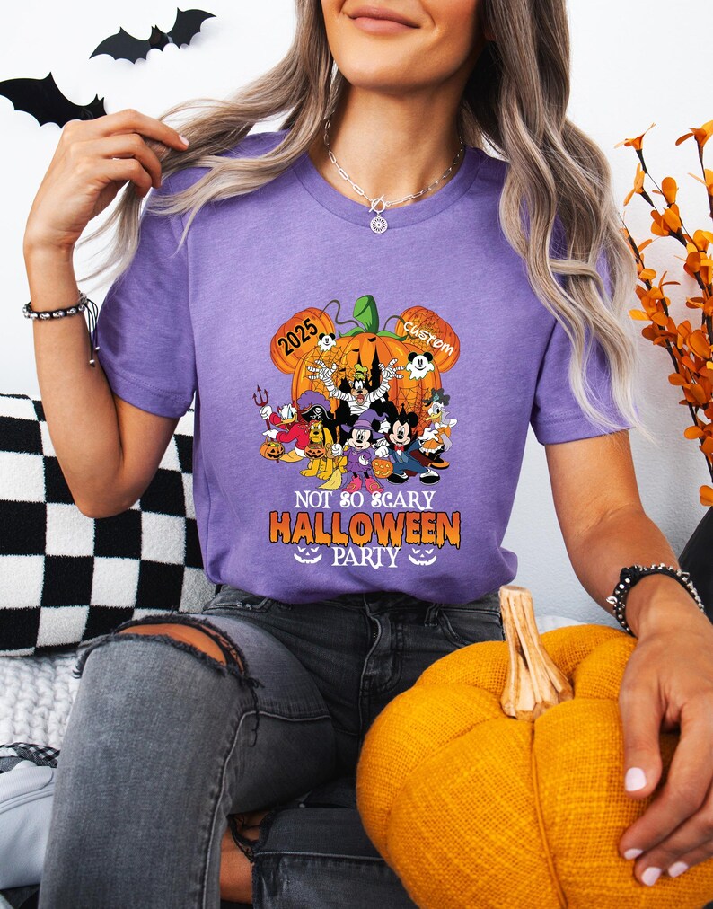 Disney Halloween Party Shirt, Not So Scary Party Tee, Halloween Vacation Tee, Mickey Halloween Tee, Disney Family Shirt, Disney Pumpkin Tee zdjęcie 3