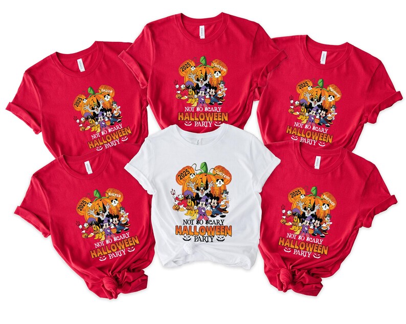 Disney Halloween Party Shirt, Not So Scary Party Tee, Halloween Vacation Tee, Mickey Halloween Tee, Disney Family Shirt, Disney Pumpkin Tee zdjęcie 5