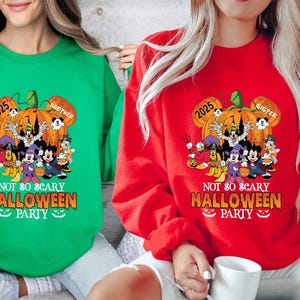 Disney Halloween Party Shirt, Not So Scary Party Tee, Halloween Vacation Tee, Mickey Halloween Tee, Disney Family Shirt, Disney Pumpkin Tee zdjęcie 4