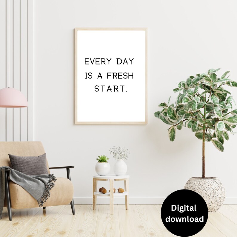 Every Day is a Fresh Start Printable Wall Art Inspirational Etsy
