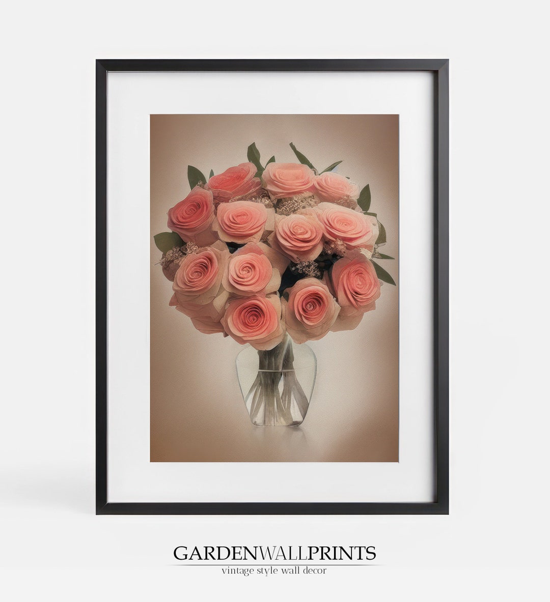 Vintage Pink Roses Printable Digital Painting Wall Decor - Etsy
