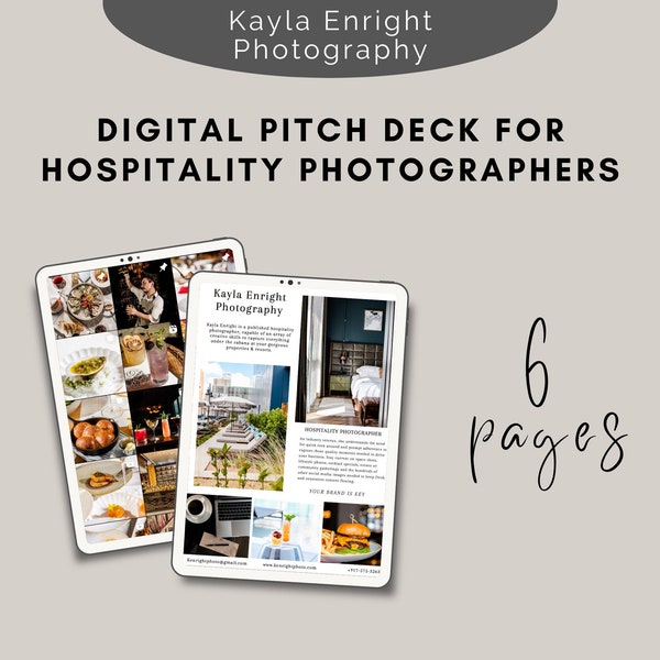 Restaurant & Hospitality Photography Pitch Deck - Digital Canva Template with example pitch attached