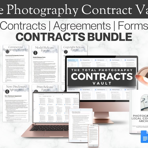 Photography Contracts Vault: Wedding, Portrait, Commercial & More | 16 Professionally Crafted Photography Contracts, Forms, and Agreements