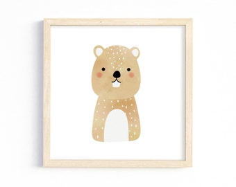 Woodland Beaver Print, Printable Watercolor Wall Art, Digital Download