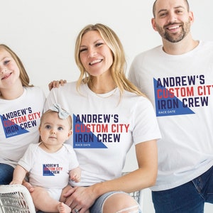 Custom Name Triathlon Support Crew Shirt, Family Matching Triathlon Top, Group Matching T-Shirts, Iron Distance Triathlon shirt, 140.6 Crew