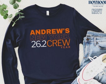 Personalized New York Running Crew Long SleeveT-shirt, Family Matching Long Sleeve Shirts, Group Spectator Matching Long Sleeve