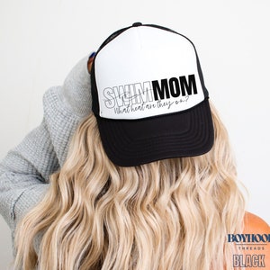 Bonnet de maman de natation, chapeau de camionneur de natation drôle, tenue pour maman à porter lors d'une compétition de natation, chapeau de maman de natation pour la compétition, cadeau pour nageur,