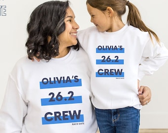 Custom Name Marathon Running Support Crew Sweatshirt, Family Matching Crewneck Sweatshirt, Group Sweatshirt, Personalized Team 26.2 Run Top