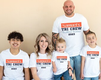 PERSONALIZED Triathlon Support Crew T-Shirt, Family matching Cheer, Team shirts for Race Day Triathlon, Gift for Triathlete, TRI Crew