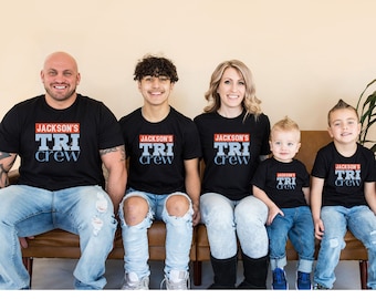 PERSONALIZED NAME Triathlon Support Crew Shirt, Family Matching TRI Cheer Squad Top, Group Spectator Matching Outfit, Gift for Triathlete