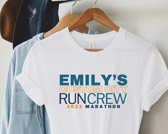 Custom Name and Race Running Crew T-shirt, Family Matching shirts, Group Spectator Matching Shirts, Marathon Crew, Gift for Runner, Run Crew