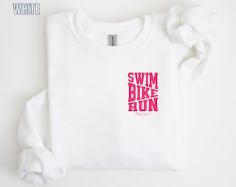 ¡Nada, pedalea, corre! Sudadera / The Women's Race Podcast Cuello redondo / Camiseta en colaboración con Jackie Hering / Ropa de triatlón para mujeres / TWR