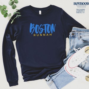 Boston Runnah Long Sleeve Shirt, Funny Boston Running Shirt, Run Bos, Boston Runner, Gift for Runner, Finisher shirt, Athletic Long Sleeve