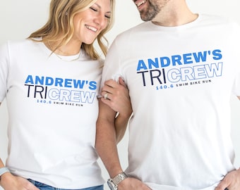 Custom Name Triathlon Support Crew Shirt, Family Matching Cheer Squad Top, Group Spectator Matching T-Shirts, Custom Triathlon colors