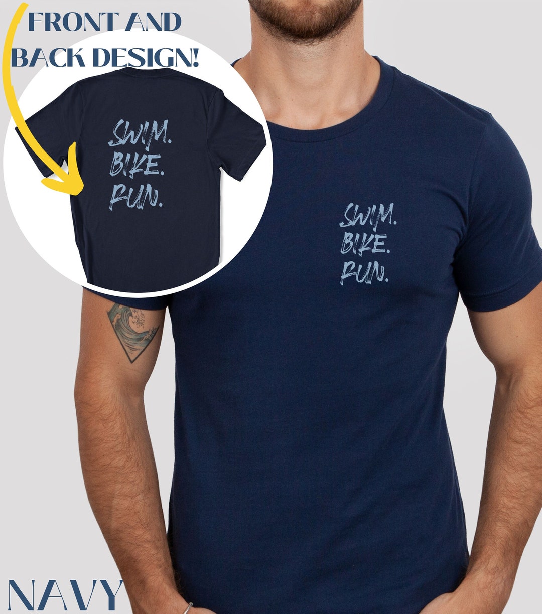 Swim Bike Run T-shirt, Front and Back Design Triathlon Shirt, Gift for ...