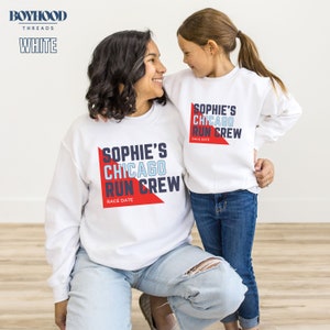 CUSTOM NAME CHICAGO Running Support Crew Sweatshirt, Family Matching Crewneck Sweatshirt, Group Spectator Cheer top, 26.2 Team Sweatshirt