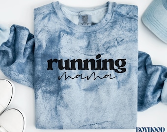 Sudadera de cuello redondo Running Mama Comfort Colors® Color Blast / Suéter único para mamá corredora con lavado / Regalo para mamá corredora