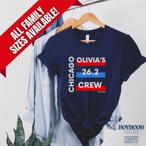 CUSTOM NAME CHICAGO Running Crew T-shirt, Family Matching Support Crew Shirts,  Shirts to wear on Race day to support runner in Chicago