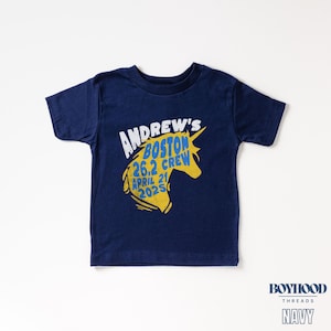 Custom Boston Running Crew T-shirt with Unicorn Family Matching Team shirts Group Spectator outfit Boston Cheer Support Squad gift
