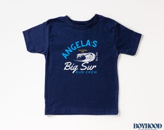 Camiseta de equipo de carrera de Big Sur / Camisetas de maratón a juego para toda la familia / Diseño de ola costera / Camiseta de equipo de apoyo / Fin de semana de carrera de Big Sur /