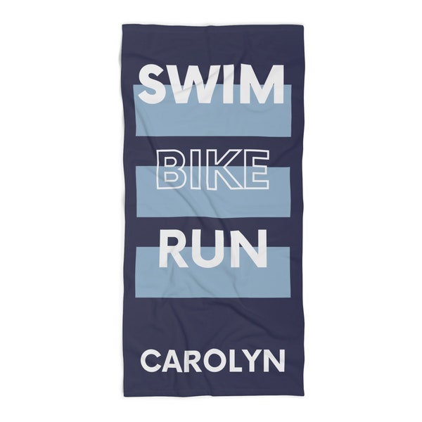 CUSTOM TRIATHLON Transition Towel, Gift for Triathlete, Personalized Transition Towel, Triathlon Race Day Transition Towel,  Beach Towel
