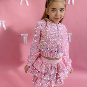 Girls two piece set,sparkly girls dress,girls birthday outfit,trendy clothes,girls sequin set,girls clothes girls special occasion, birthday