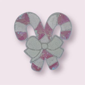 Candy cane sequin patches, christmas patch, iron on patch, sequin iron on patch, holiday patches, christmas sweater patch, beaded patch
