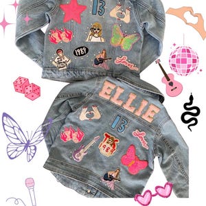 Kids personalized era jean jacket, girls tour denim jacket, girl denim patch jacket, concert jacket, toddler girls jacket, taylor jacket