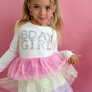 Bday Girl Dress With Rhinestones, Birthday Girl Dress, Girls Dress
