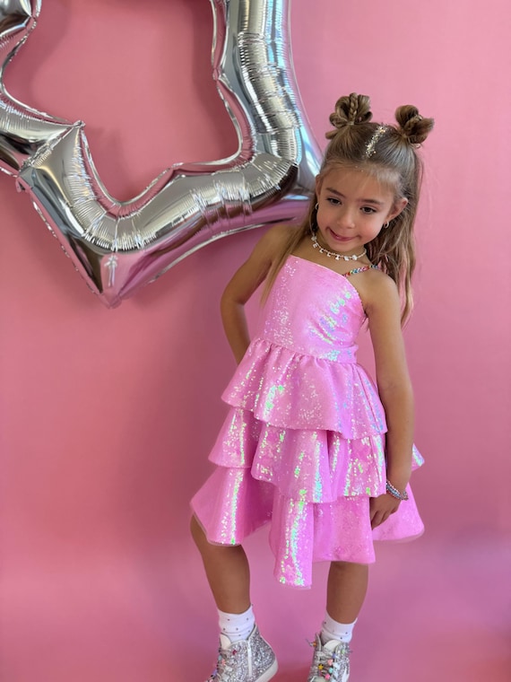 RESTOCKED!! girls pink sequin party dress, girls birthday dress, girls sequin dress, gem dress, Graduation dress