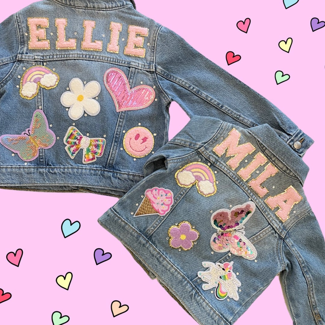 Girls Denim Patch Jean Jacket Girls Jean Jacket With Name Girls Chenille Patch Jacket Kids Custom Jean Jacket Iron Patch Jean Jacket Etsy Canada