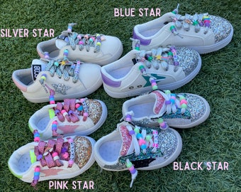 Custom name sneakers, custom laces, glitter sneakers, children's sneakers