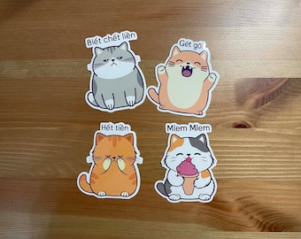 Vietnamese Funny Cat Sticker Pack | Vietnamese Humor sticker | Funny Vietnamese Sticker Pack |  Vietnamese Joke Gift | Viet Sticker