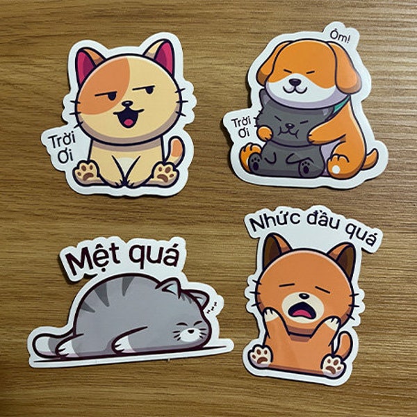 Vietnamese Funny Cat Sticker Pack|Vietnamese Humor sticker|Funny Vietnamese Sticker Pack | Vietnamese Joke Gift