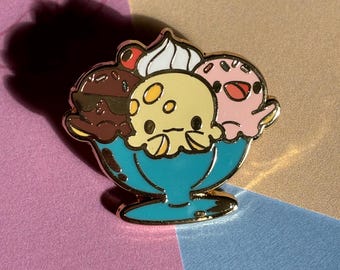 Ice Cream Sundae Octopus Tako Enamel PIn
