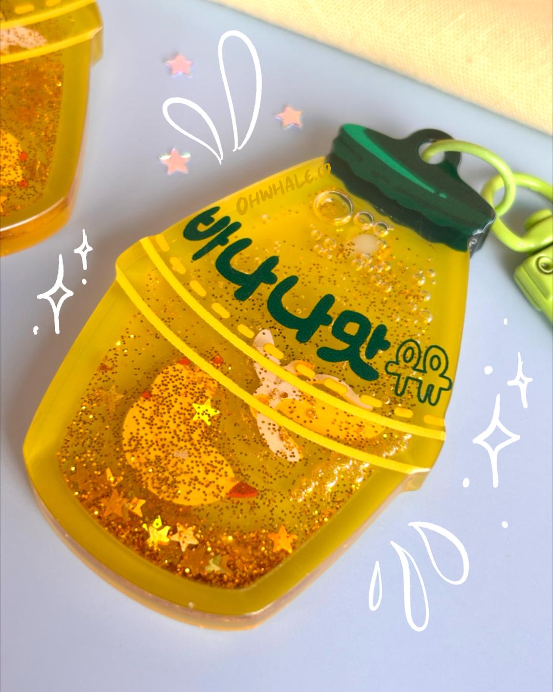 Asian Drinks Liquid Glitter Acrylic Shaker Keychains