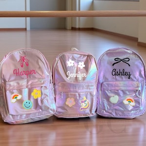 Personalized Kids Backpack with Patches – Custom Name Toddler Bag for Girls, Cute School Backpack, Back to School Gift