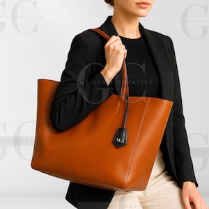 Spersonalizowane skórzane torby typu tote, damska skórzana torba, spersonalizowana torba typu tote, torba podróżna z zamkiem błyskawicznym, skórzany prezent rocznicowy dla kobiet, torba dojazdowa na laptopa