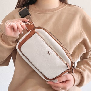 Leder Fanny Pack Personalisierte Umhängetasche Vegan Leder Sling Bag Benutzerdefinierte Cross Body Bag Leder Frauen Reisetasche mit Name